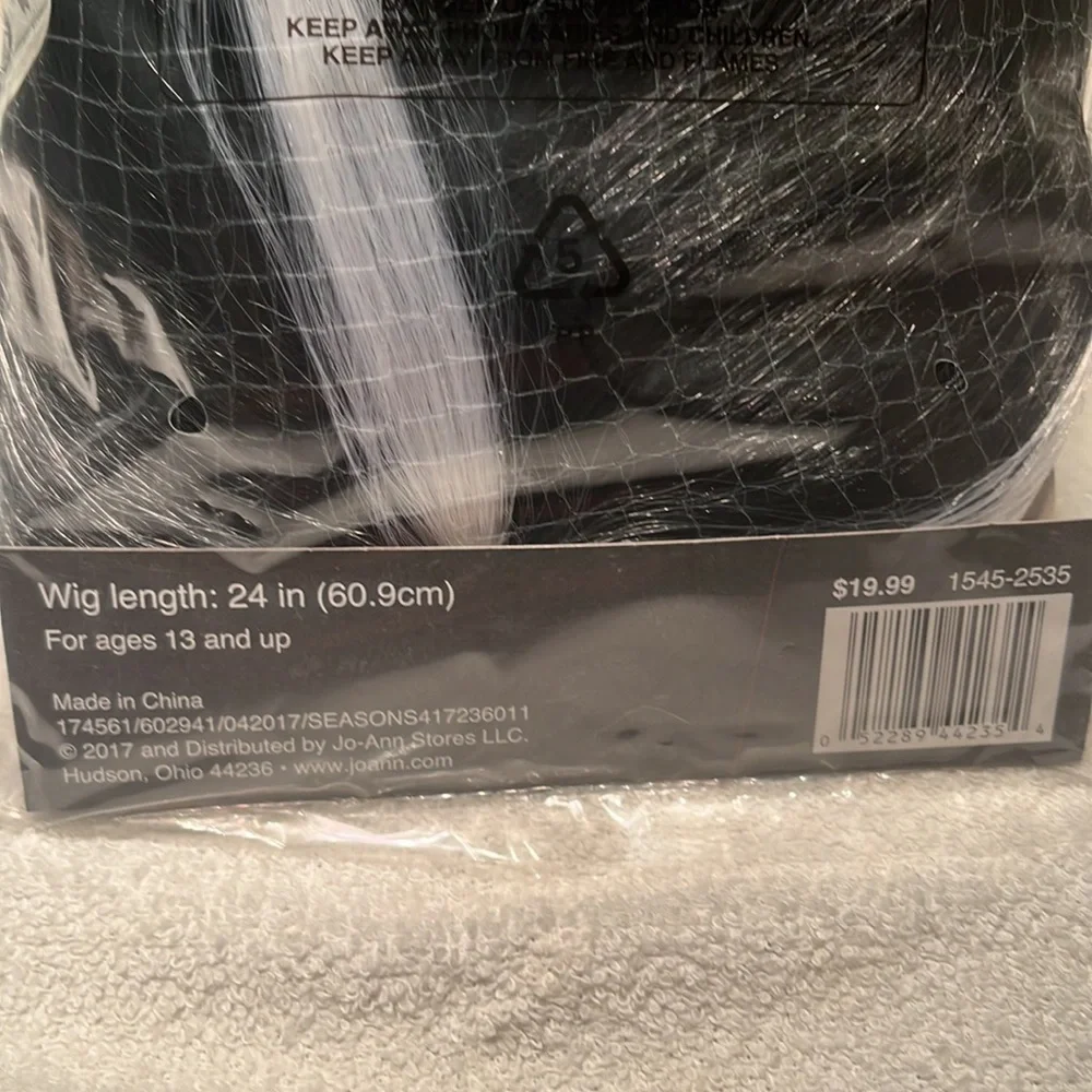 NWT Long Black & White Halloween Wig